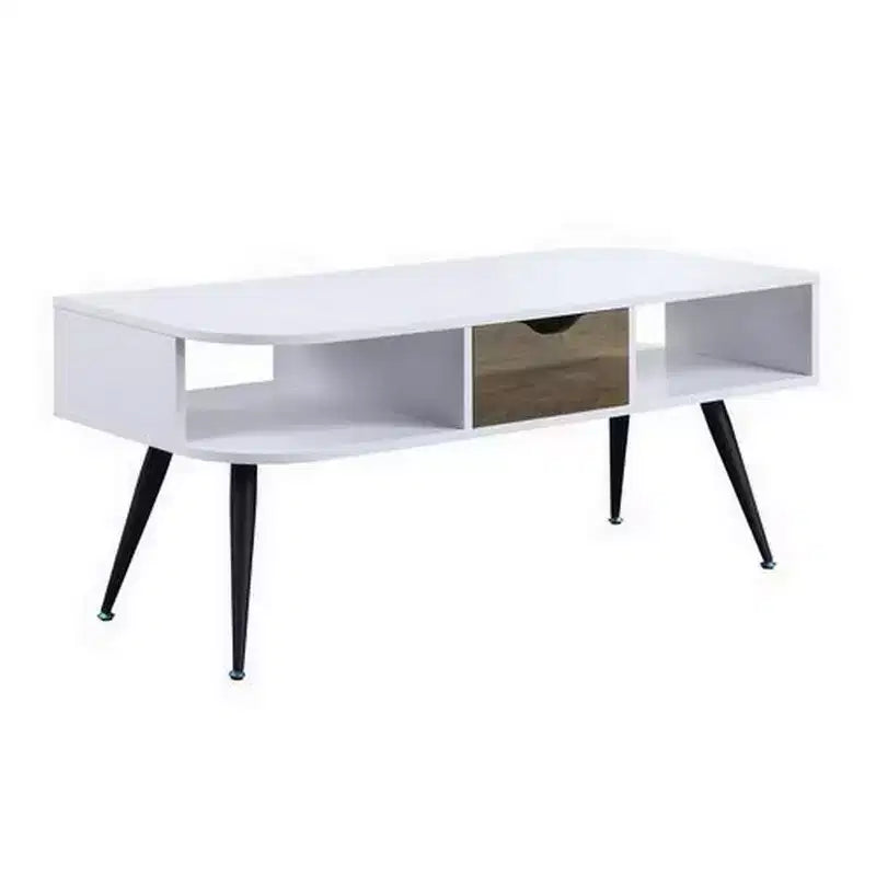 Tavolo Royal Hampton con piano in melaminico e 1 cassetto, bianco
