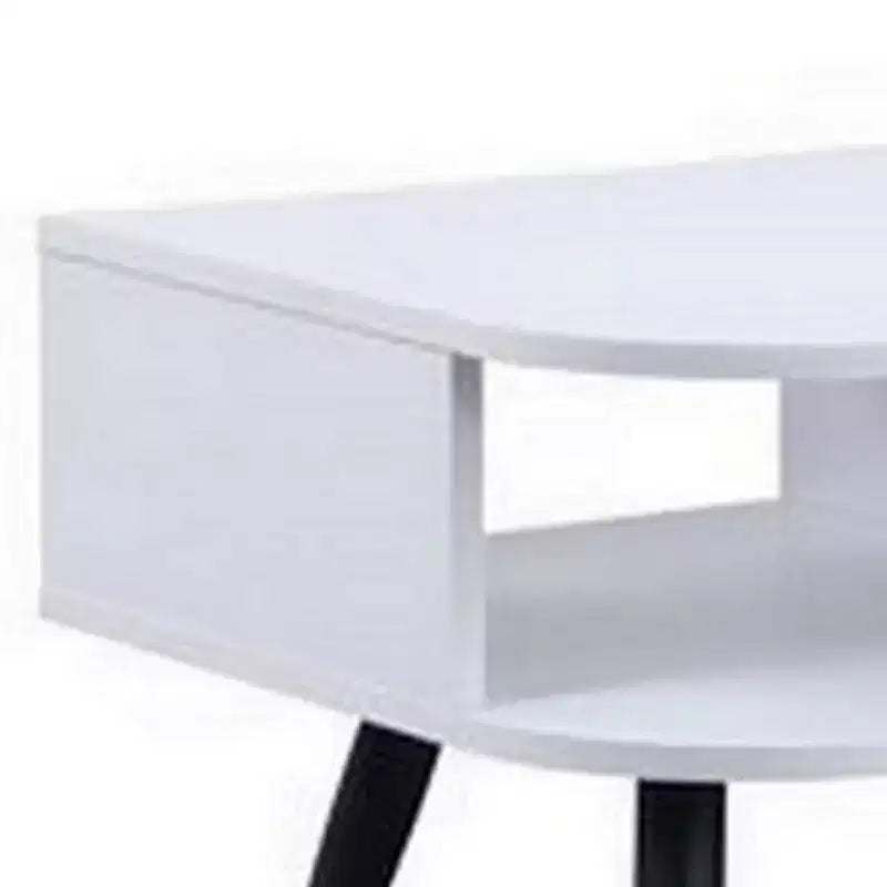 Tavolo Royal Hampton con piano in melaminico e 1 cassetto, bianco