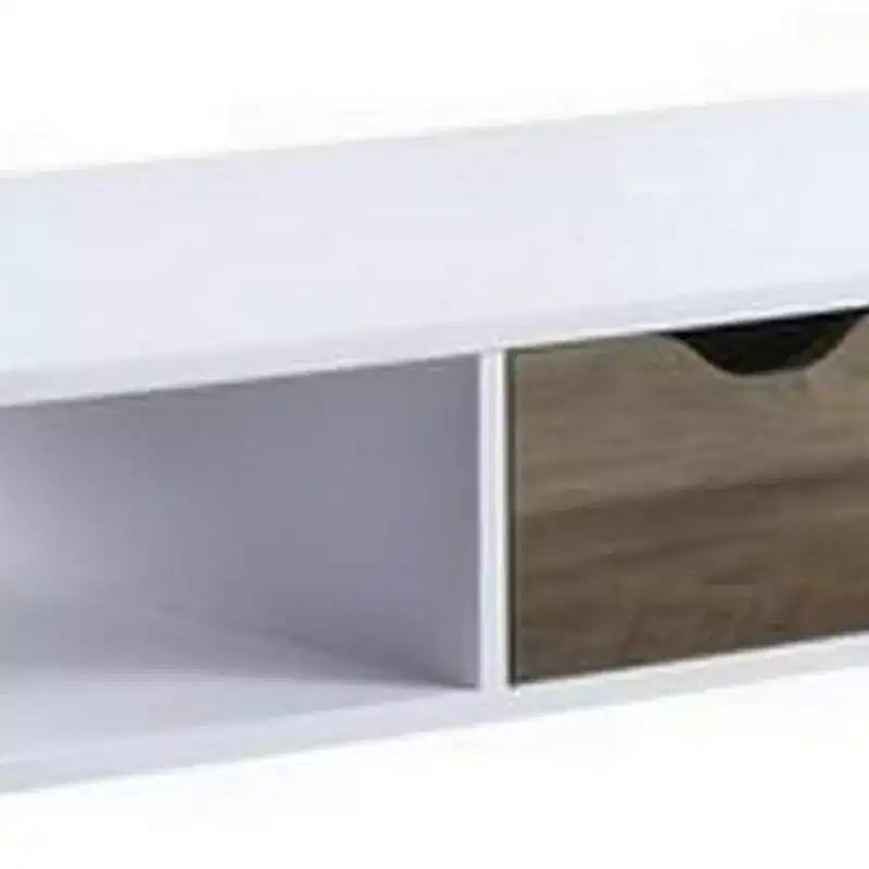 Tavolo Royal Hampton con piano in melaminico e 1 cassetto, bianco