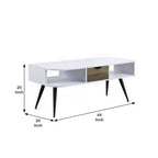 Tavolo Royal Hampton con piano in melaminico e 1 cassetto, bianco