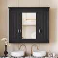 MAYEERTY Bathroom Wall Cabinet with Mirror, Wall Mounted Medicine Cabinet with 4 Shelves Black