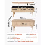 VEVOR Tavolino da Salotto con Piano Sollevabile da 100 cm, Tavolino Ovale Scanalato con 3 Vani Nascosti, Tavolo Centrale Ovale in Legno Stile Mid-Century, Piano Sollevabile, Beige