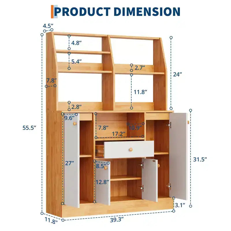 COZONY Credenza da Bar per Caffè con 4 Ante, Mobile Buffet da Cucina in Legno con Ripiani Regolabili per Sala da Pranzo Soggiorno