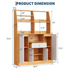 COZONY Credenza da Bar per Caffè con 4 Ante, Mobile Buffet da Cucina in Legno con Ripiani Regolabili per Sala da Pranzo Soggiorno