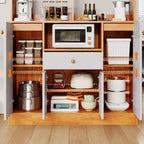 COZONY Credenza da Bar per Caffè con 4 Ante, Mobile Buffet da Cucina in Legno con Ripiani Regolabili per Sala da Pranzo Soggiorno