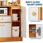 COZONY Credenza da Bar per Caffè con 4 Ante, Mobile Buffet da Cucina in Legno con Ripiani Regolabili per Sala da Pranzo Soggiorno
