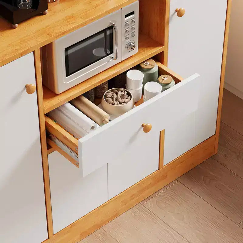 COZONY Credenza da Bar per Caffè con 4 Ante, Mobile Buffet da Cucina in Legno con Ripiani Regolabili per Sala da Pranzo Soggiorno