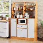 COZONY Credenza da Bar per Caffè con 4 Ante, Mobile Buffet da Cucina in Legno con Ripiani Regolabili per Sala da Pranzo Soggiorno