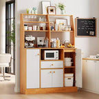 COZONY Credenza da Bar per Caffè con 4 Ante, Mobile Buffet da Cucina in Legno con Ripiani Regolabili per Sala da Pranzo Soggiorno
