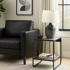 Royal Hampton 21 Inch Modern End Table with Open Shelves, Wood, Gray, Black
