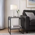 Tavolino moderno Royal Hampton da 21 pollici con ripiani aperti, legno, grigio, nero