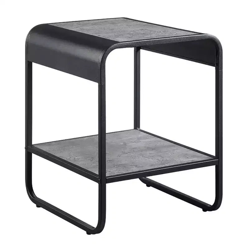 Tavolino moderno Royal Hampton da 21 pollici con ripiani aperti, legno, grigio, nero