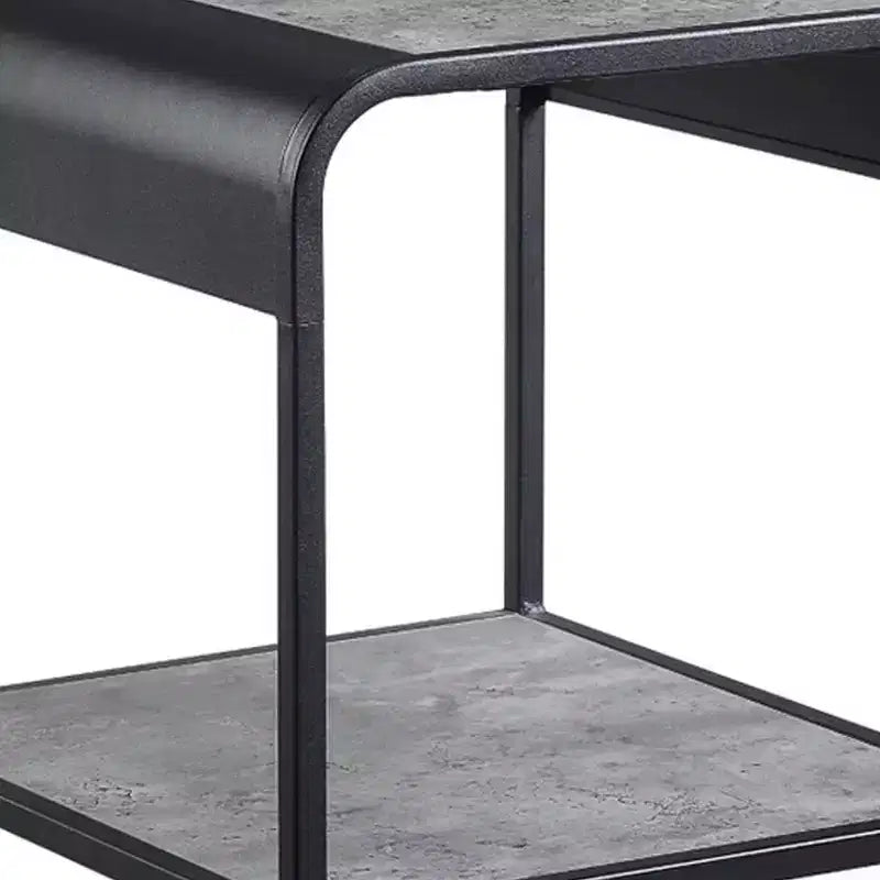 Tavolino moderno Royal Hampton da 21 pollici con ripiani aperti, legno, grigio, nero