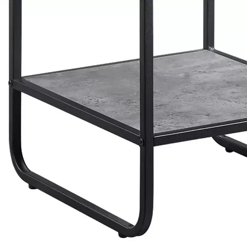 Tavolino moderno Royal Hampton da 21 pollici con ripiani aperti, legno, grigio, nero