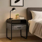 Tavolino Royal Hampton 22 pollici moderno in legno, 1 cassetto, maniglie in metallo, grigio, nero