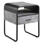 Tavolino Royal Hampton 22 pollici moderno in legno, 1 cassetto, maniglie in metallo, grigio, nero