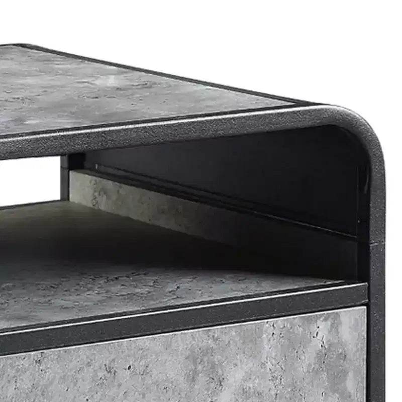 Tavolino Royal Hampton 22 pollici moderno in legno, 1 cassetto, maniglie in metallo, grigio, nero