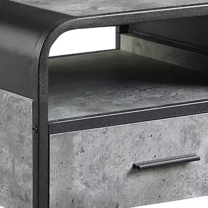 Tavolino Royal Hampton 22 pollici moderno in legno, 1 cassetto, maniglie in metallo, grigio, nero