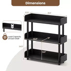 Costway Scaffale a 3 Ripiani 1/2 Pezzi con Kit Anti-Ribaltamento, Mobile Contenitore Industriale per Soggiorno Marrone Rustico e Nero