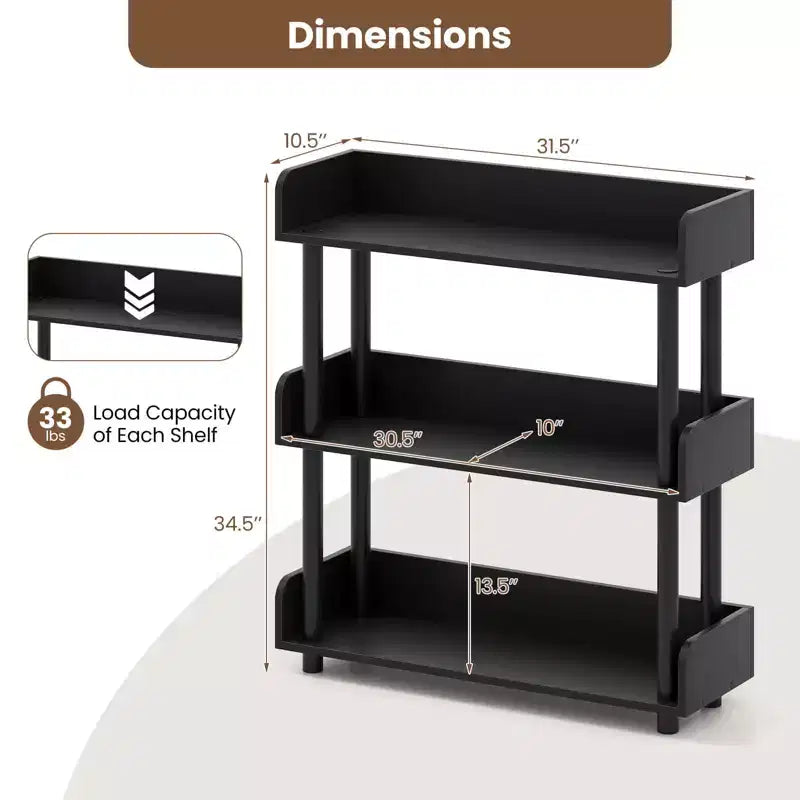 Costway Scaffale a 3 Ripiani 1/2 Pezzi con Kit Anti-Ribaltamento, Mobile Contenitore Industriale per Soggiorno Marrone Rustico e Nero
