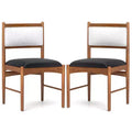 Costway Wooden Dining Chair Set of 2 w/ Rubber Wood Frame Faux Leather Padded Seat