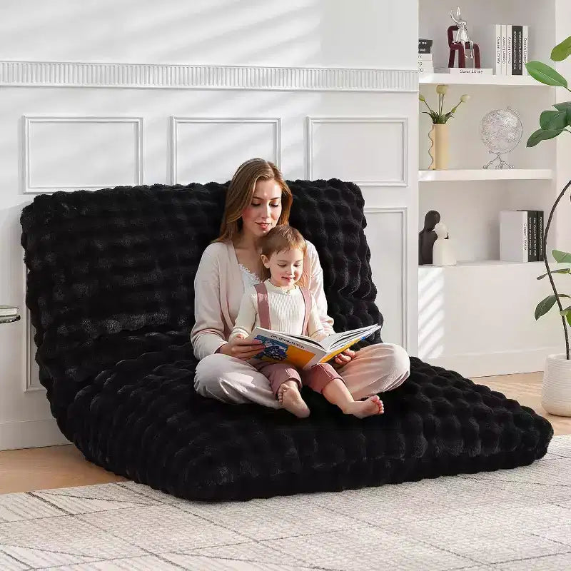 TYBOATLE Poltrona a sacco gigante 3-in-1 – Divano a pavimento e materasso trasformabile in memory foam, 198x130 cm, velluto Bubble felpato – Disponibile in vari colori