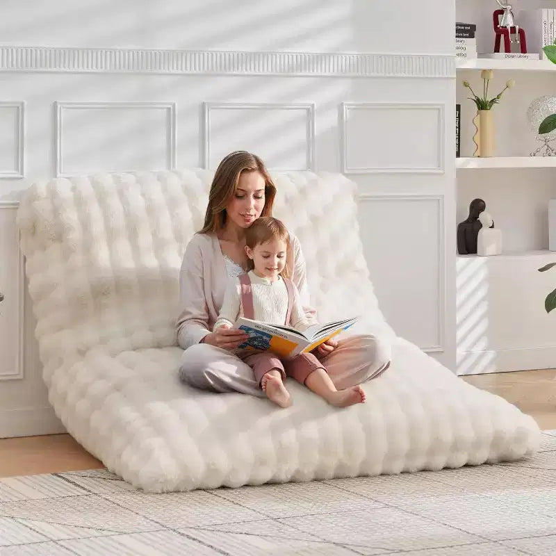 TYBOATLE Poltrona a sacco gigante 3-in-1 – Divano a pavimento e materasso trasformabile in memory foam, 198x130 cm, velluto Bubble felpato – Disponibile in vari colori