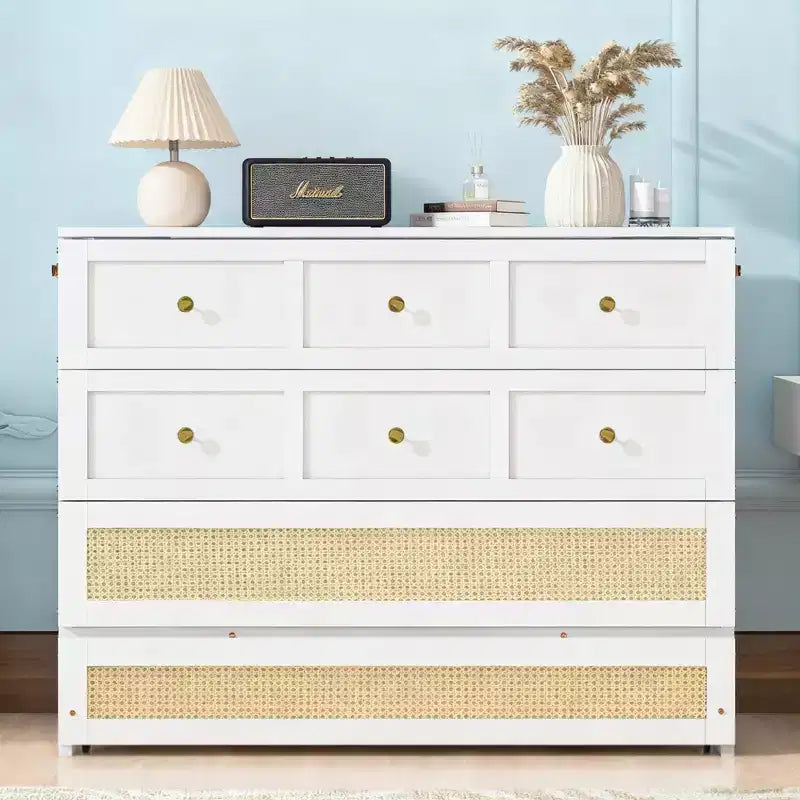 Letto a scomparsa Luxystar Full Size con ampi cassetti portaoggetti, letto a parete salvaspazio, facile montaggio per camera degli ospiti, appartamenti e ufficio