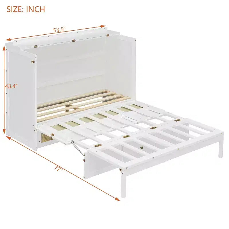 Letto a scomparsa Luxystar Full Size con ampi cassetti portaoggetti, letto a parete salvaspazio, facile montaggio per camera degli ospiti, appartamenti e ufficio