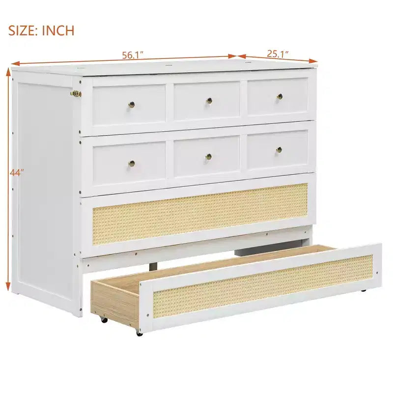 Letto a scomparsa Luxystar Full Size con ampi cassetti portaoggetti, letto a parete salvaspazio, facile montaggio per camera degli ospiti, appartamenti e ufficio