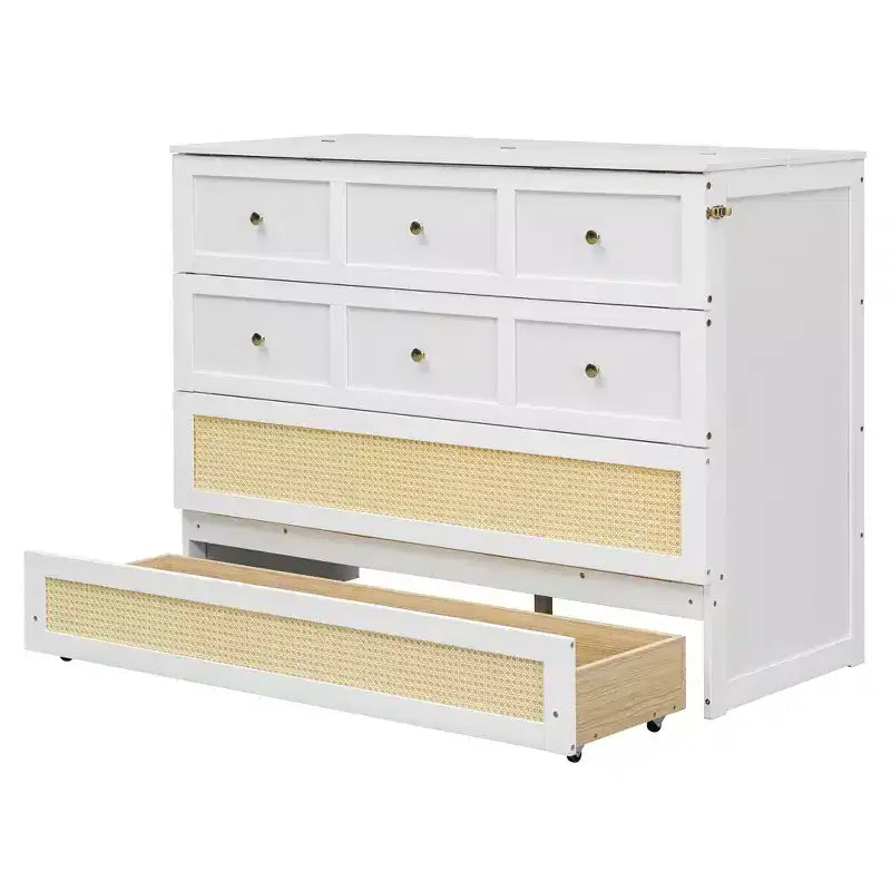 Letto a scomparsa Luxystar Full Size con ampi cassetti portaoggetti, letto a parete salvaspazio, facile montaggio per camera degli ospiti, appartamenti e ufficio