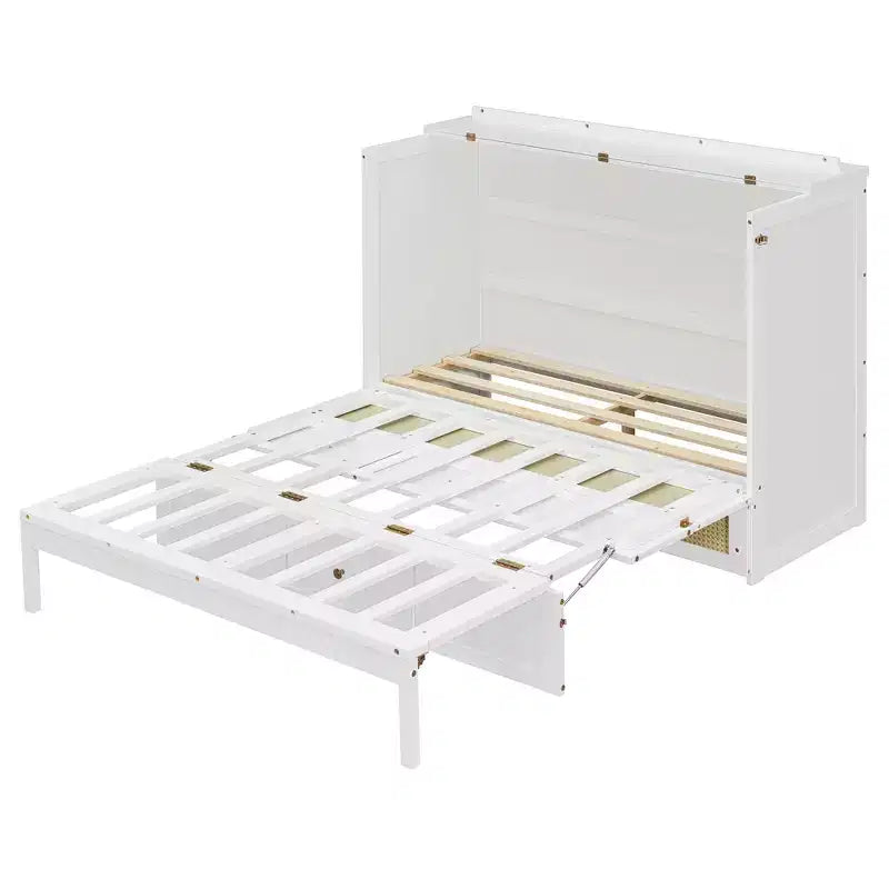 Letto a scomparsa Luxystar Full Size con ampi cassetti portaoggetti, letto a parete salvaspazio, facile montaggio per camera degli ospiti, appartamenti e ufficio