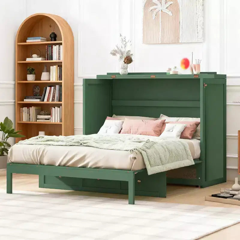 Letto a scomparsa Luxystar Full Size con ampi cassetti portaoggetti, letto a parete salvaspazio, facile montaggio per camera degli ospiti, appartamenti e ufficio
