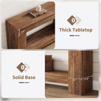 Tavolo Console per Ingresso, Tavolo Console da Fattoria in Legno per Soggiorno, Tavolo da Divano Grande a 2 Livelli con Contenitore, Tavolo d'Ingresso in Legno