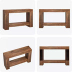 Tavolo Console per Ingresso, Tavolo Console da Fattoria in Legno per Soggiorno, Tavolo da Divano Grande a 2 Livelli con Contenitore, Tavolo d'Ingresso in Legno