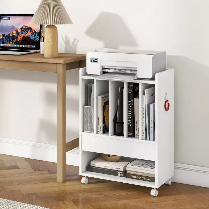 Mobile per Giradischi Costway con Ruote, Cassetto Estraibile e Ripiano Aperto, Ruote Bloccabili