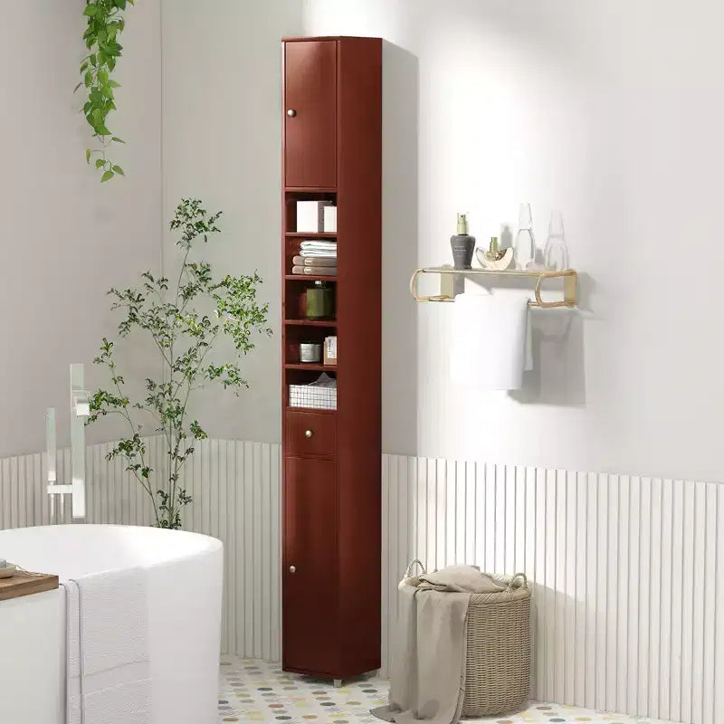 Costway Armadietto Alto e Stretto per Bagno con Cassetto e Ripiani Regolabili