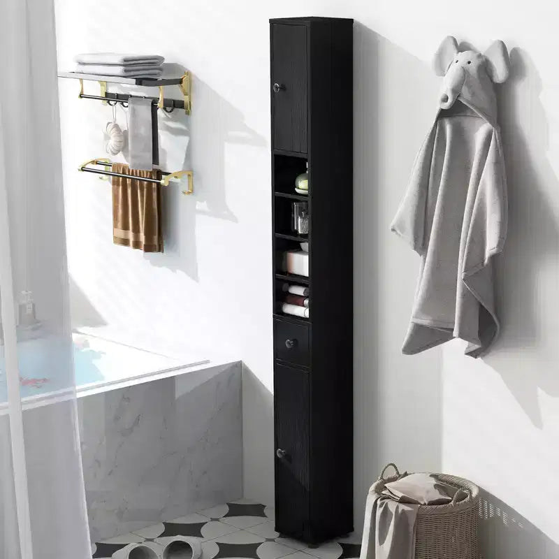 Costway Armadietto Alto e Stretto per Bagno con Cassetto e Ripiani Regolabili