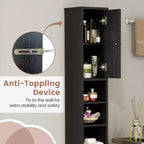 Costway Armadietto Alto e Stretto per Bagno con Cassetto e Ripiani Regolabili