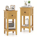 Costway 2PCS Nightstand 3-Tier Bedside Table w/ Open Storage Shelf & Narrow Side Table