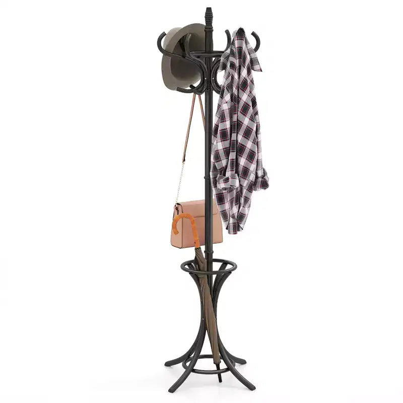 Costway 73 Freestanding Coat Hanger Stand Coat Rack w/ Umbrella Holder & 12 Hooks