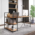 Scrivania per computer a L Costway da 150 cm, scrivania angolare reversibile con scaffali aperti, scrivania per PC portatile Nera/Bianca + Naturale/Nera + Noce