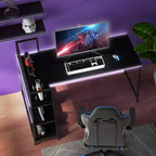Scrivania per computer a L Costway da 150 cm, scrivania angolare reversibile con scaffali aperti, scrivania per PC portatile Nera/Bianca + Naturale/Nera + Noce