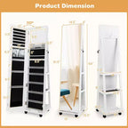 Costway 64 Organizzatore Portagioie con Specchio e Luci LED, Armadietto Portagioie Bloccabile