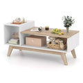 Costway Coffee Table 43 Center Table w/ Stepped Tabletop & Storage Compartments