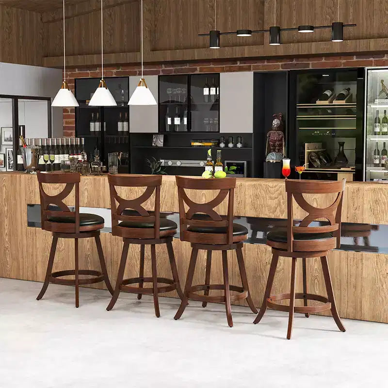 Costway, 2 sgabelli da bar da 61 cm, girevoli a 360°, altezza bancone, con sedile imbottito in pelle PVC