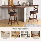 Costway, 2 sgabelli da bar da 61 cm, girevoli a 360°, altezza bancone, con sedile imbottito in pelle PVC