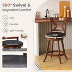 Costway, 2 sgabelli da bar da 61 cm, girevoli a 360°, altezza bancone, con sedile imbottito in pelle PVC