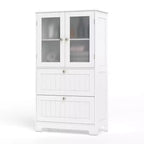 Costway Bathroom Floor Storage Cabinet Freestanding Cupboard Pantry w/ 2 Drawers