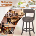 Costway Set di 2 sedie da bancone da 26" con schienale girevole a 360° e seduta imbottita